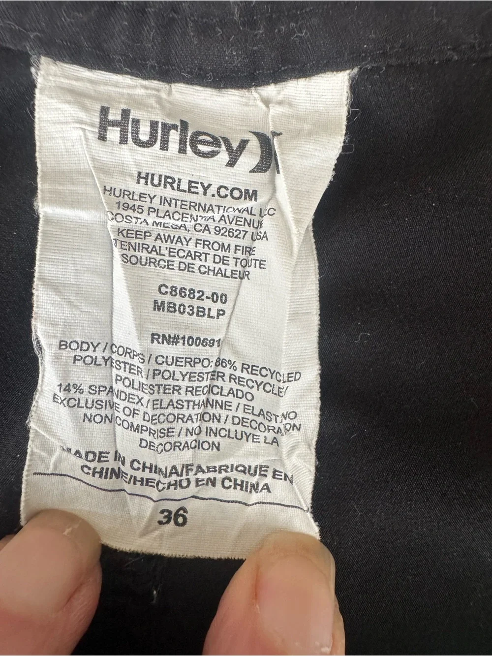 Hurley Phantom Men's Size 36 Black and Teal Swim Boardshorts w/Back Pocket EUC